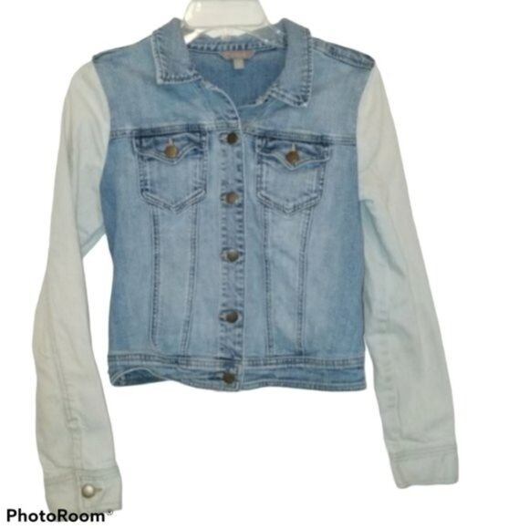 Vintage Looking Jean Jacket Rubbish 2 Tone Cotton Denim WOMEN'S WOMAN'S Medium - Picture 2 of 7